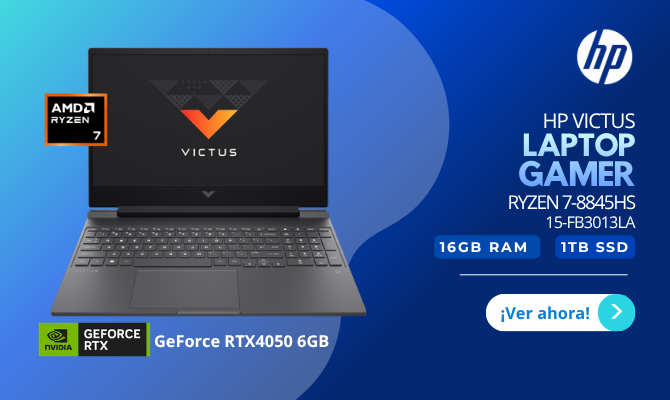 LAPTOP HP VICTUS GAMING 15-FB3013LA R7-8845HS/ 16GB/ SSD1TB/ RTX4050-6GB/ BF9V4LA